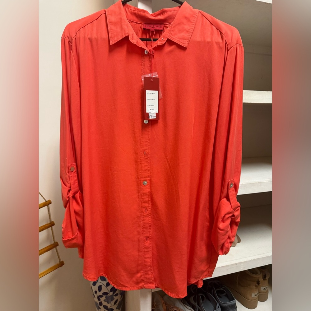 ✨Women's Coral Button-Up Shirt by Lior Luxe